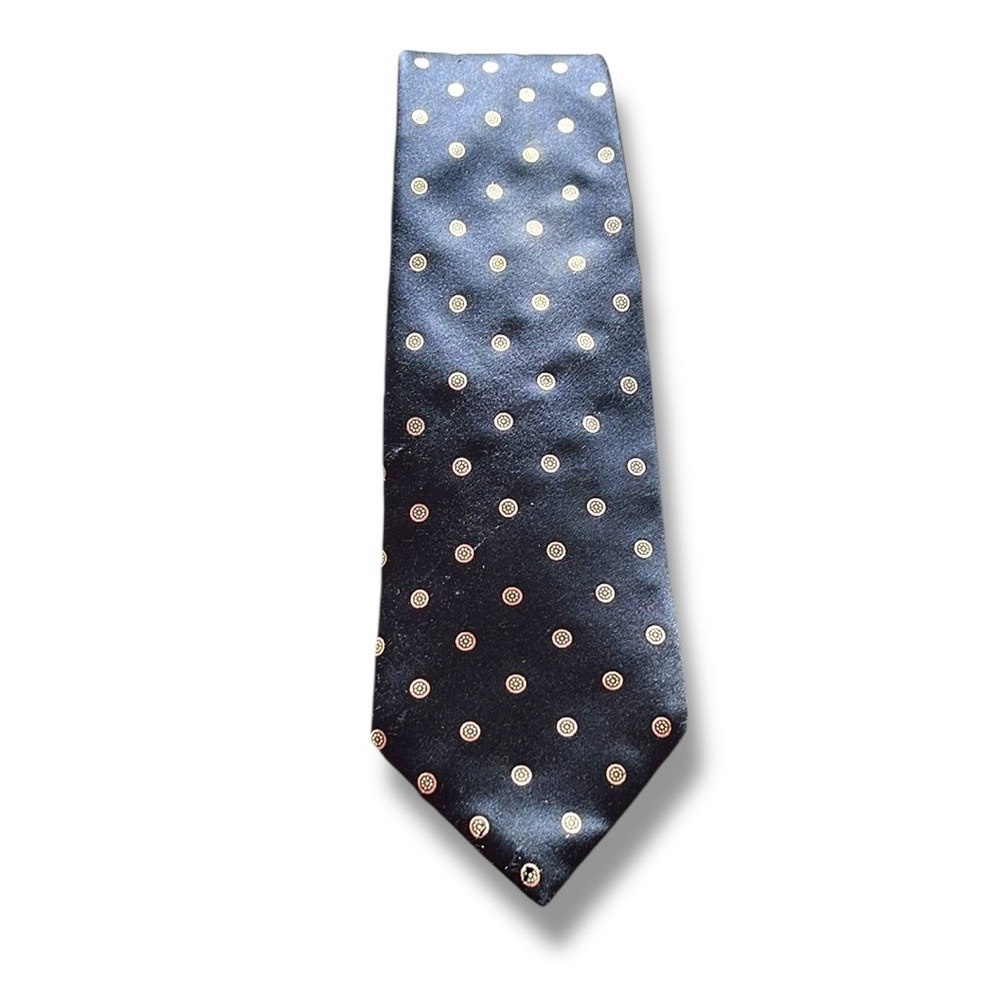 Alberto Zerra Vintage Men's Silk Polka Dot Tie Navy Cream